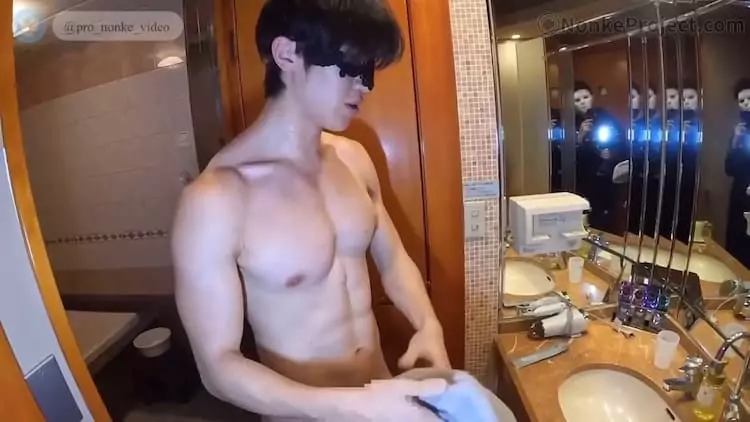 NPR-0210 A handsome, fair-skinned, muscular guy with a mask covering his eyes gets raw-fucked and cummed inside during s